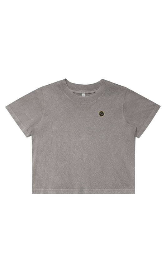 Womens Stone Wash Heavy Crop